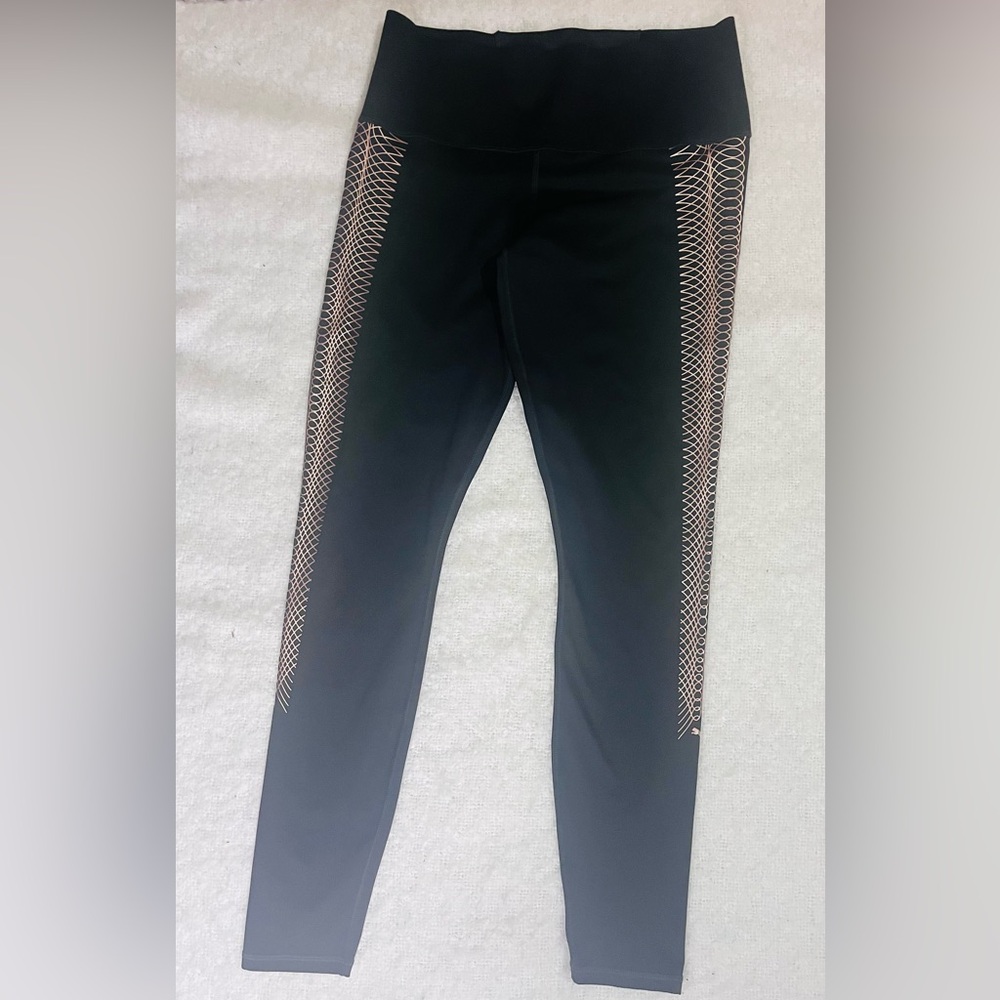 PUMA Dry Cell tights black with rose gold side & rear details Size XL very soft!